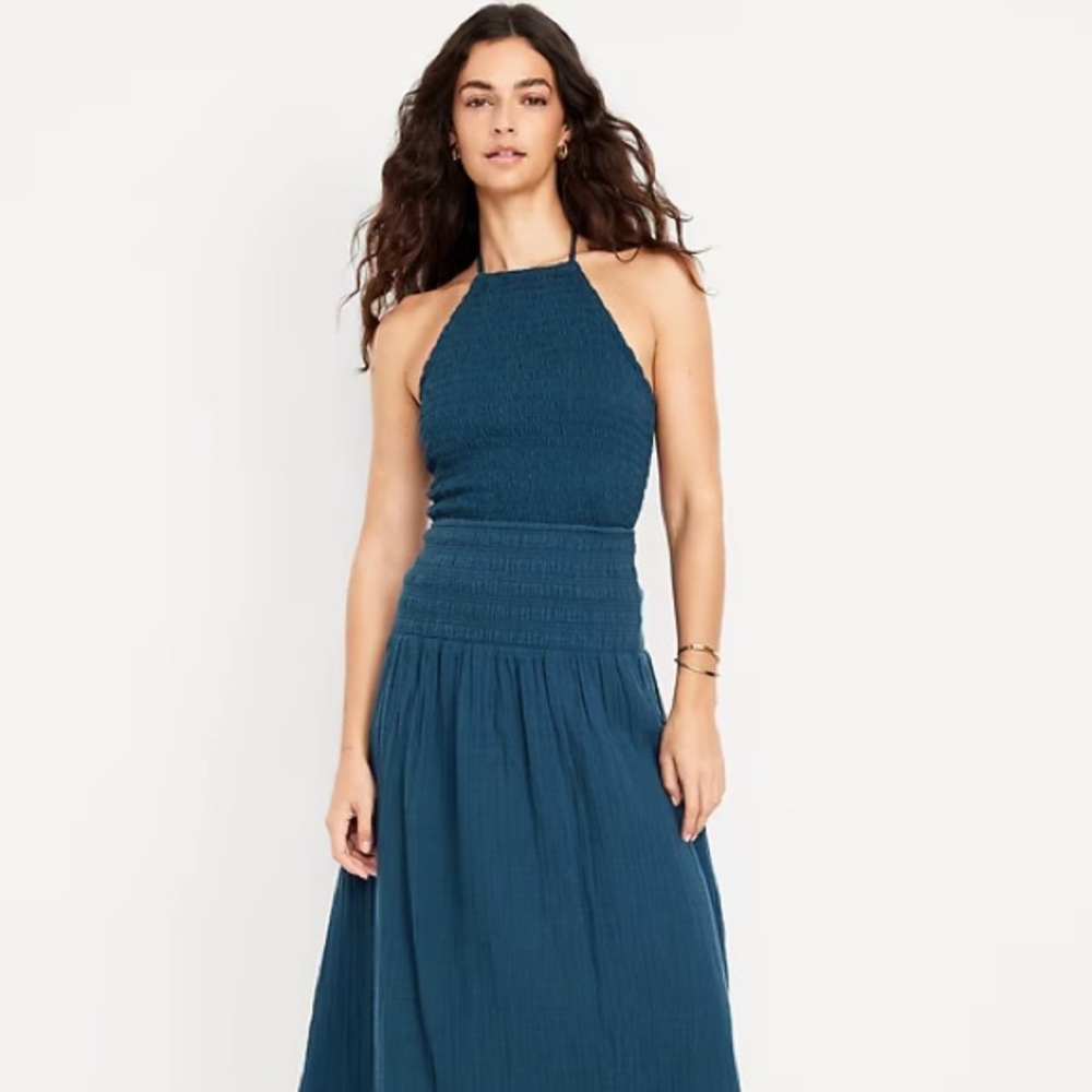 Teal Sleeveless Smocked Crop Top NWT